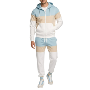 Conjunto Deportivo Personalizado para Hombre, Traje de Chándal en Tres Tonos Pastel, Azul Claro, Beige y Blanco, OEM - Product Image 1