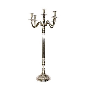 Candelabro Chapado en plata de 5 brazos, diseño real para hoteles y decoraciones de boda, diseño de lujo, moderno, personalizado, Metal de aluminio - Product Image 1