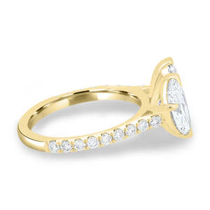 Bagues de luxe faites à la main à 5 griffes Toi Et Moi Solitaire Bagues de fiançailles en diamant de laboratoire en or massif 18 carats pour femmes OEM - Product Image 3