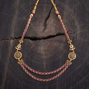 Trendy Silver Temple Necklace 173313 Gold Plated Stainless Steel Brass Link Chain with Flower Number Shape for Wedding Gift - Product Image 1