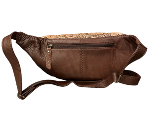 Stylish <b>Yellow</b> Saddle Blanket Leather Crossbody <b>Clutch</b> with Striped Pattern Hand-Tooled Craftsmanship Bohemian Style for Women - Product Image 4