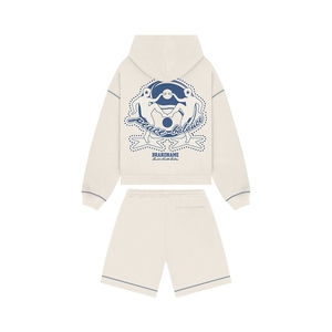 Ensemble sweat-shirt et short pour homme, en coton 100%, imprimé à l'écran, délavé à l'acide, style boxy personnalisé - Product Image 4