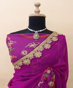 ค้นหาคอลเลกชันผ้าสารีสําหรับโอกาสต่างๆ ของเราที่มีรูปทรงยาวถึงพื้นเพื่อรูปลักษณ์ที่สง่างามและสง่างาม - Product Image 5