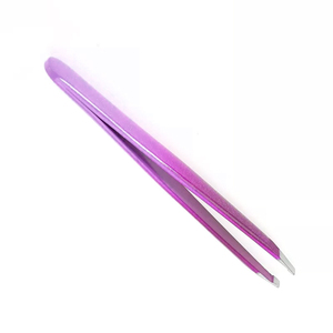 Pinces à épiler de qualité supérieure pour le façonnage des sourcils, pointe inclinée recouverte de papier rose, pinces à épiler pour les poils des sourcils, 9,7 cm, pinces à épiler pour manucure - Product Image 2