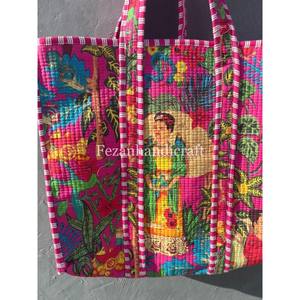 Women's Handmade Cotton <b>Tote</b> Shoulder <b>Bags</b> Summer Floral Animal Print <b>Quilting</b> Embroidery Open Closure for Spring Autumn - Product Image 2