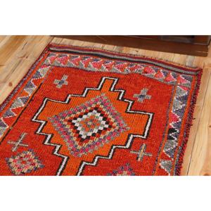 Turkish Herki <b>Runner</b> Rug 3.2x12.5 ft (99x380 cm), Vintage <b>Red</b> Oriental Wool Rug - Product Image 5
