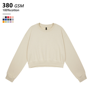 Sudadera con Capucha Deportiva Corta Unisex Personalizada, Ropa Urbana de Talla Grande para Mujer, Sudadera con Cuello Redondo - Product Image 1