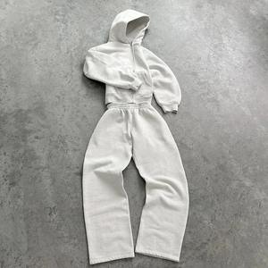Survêtement pour homme, style streetwear tendance, prix compétitif, design personnalisé, lourd, effet délavé à l'acide français, uni - Product Image 1