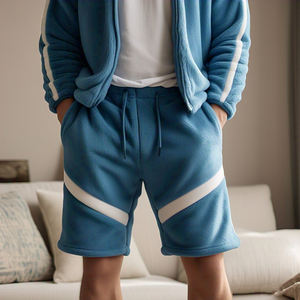 กางเกงวอร์มสำหรับผู้ชายกางเกงขาสั้นสีเหลืองน้ำหนักปานกลางกางเกงผ้าฟลีซสำหรับวิ่งออกกำลังกายฟิตเนส - Product Image 4