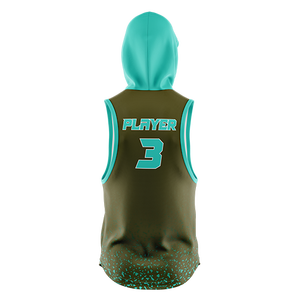 Sweat-shirt à capuche sans manches pour homme, en molleton décontracté, avec impression en relief, techniques de broderie, teinture unie - Product Image 4