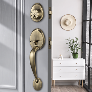 Juego de Manijas para Puerta Principal de Estilo Americano en Aleación de Zinc con Cerradura de Entrada con Llave y Ajuste Trasero Ajustable para Puerta de Entrada de Villa - Product Image 6