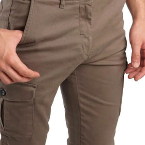 Pantalon cargo pour homme de qualité supérieure, 100% coton, respirant, coupe-vent, six poches, pantalon d'extérieur, logo personnalisé, devant plat, style décontracté - Product Image 5