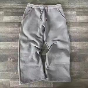 Pantalon de survêtement personnalisé en polaire brodée de poids lourd pour hommes, pantalon vintage à jambe droite délavé à l'acide, pantalon de survêtement décontracté, nouveau pantalon de survêtement empilé - Product Image 4