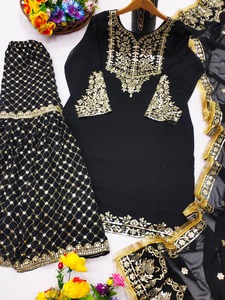 Nuevo diseñador patrón sólido Georgette Sharara traje lindo bohemio Casual hasta la rodilla bordado Fox codificación secuencia trabajo verano - Product Image 6