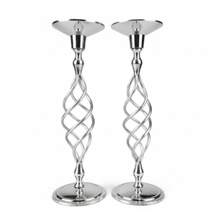Ensemble de 3 élégants bougeoirs en métal plaqué argent, chandelier, support de bougie pour mariage, décoration de la maison, fournitures pour les fêtes - Product Image 5