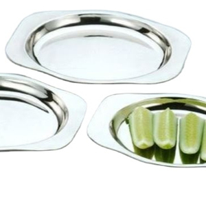 Assiette ovale classique en acier inoxydable, écologique - Product Image 1