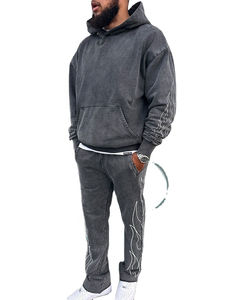 Survêtement de sport pour homme en molleton technique de haute qualité avec logo personnalisé, 100% coton, capuche, fermeture éclair sur le devant, style 2 pièces, sweat-shirt pour homme - Product Image 2