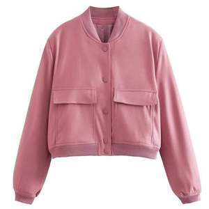 High Quality Women Regular Varsity Jackets Breathable Canvas Knitted Latest Style Long Sleeves - Product Image 1