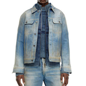 Boutonné à manches longues hommes poches avant Street Wear veste en jean noir Denim Cowboy Jeans veste pour garçons - Product Image 2