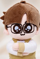 Boneka Plush Kawaii Custom Kacamata Bulat Rompi Berlapis Figur Isi Kapas PP Lembut