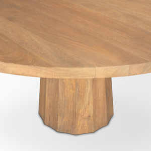 Mesa de Comedor de Madera de Mango Maciza de Tamaño Compacto, Nueva, con Base de Pedestal, para Cafetería, Bar, Cocina, Restaurante, con Acabado Natural y Negro - Product Image 6