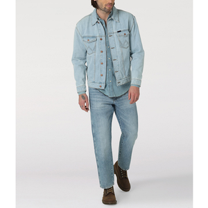Veste en jean avec poches pour hommes, classique, bleu, logo personnalisé, vêtements d'extérieur décontractés, vente en gros - Product Image 5