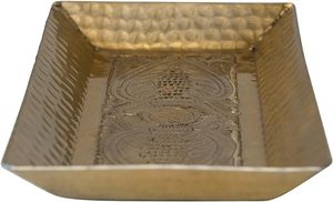 Bandeja de servicio de aluminio con acabado de plata hecha a mano de gran calidad con mango, fabricante de metal con acabado de bronce para servir alimentos tra - Product Image 2