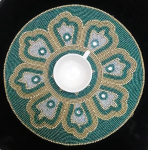 Handcrafted Round <b>Beaded</b> <b>Placemats</b> for Dining Table Wedding Christmas Decoration Family Gathering Parties - Product Image 3