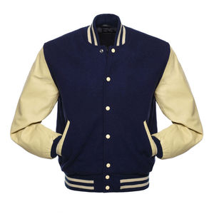 Chaqueta de Béisbol Varsity de Lona y Cuero para Hombre con Logotipo de Cristal Personalizado en la Parte Delantera, Corte Ajustado Informal, Tallas Grandes - Product Image 5