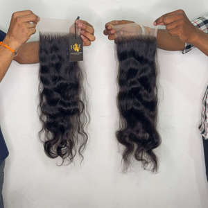 Extensions de cheveux vierges indiens bruts, lisses et brillants, avec closure frontale en dentelle HD, fabriquées en Inde, prix d'usine en gros - Product Image 1