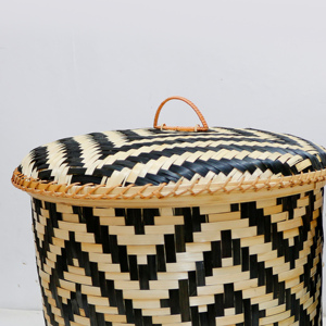 Juego de bambú tejido a mano de diseño moderno más vendido, 2 cestas de lavandería, tapa extraíble, decoración de almacenamiento de boda ecológica, uso para bebés - Product Image 6