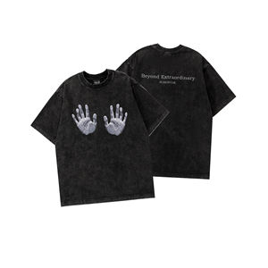 T-shirt pour homme à col en V ample à manches courtes 100% coton Lavé Déchiré Anti-froissement Respirant - Product Image 1