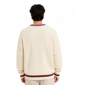 Pull en maille côtelée coupe classique 2026 à manches longues, couleur unie, pour l'automne, en acrylique, fabriqué au Pakistan - Product Image 5