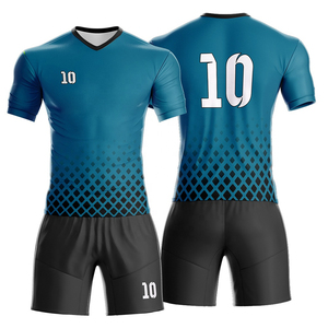 Tenue de football pour jeunes de qualité supérieure, personnalisable, 100% polyester, maillot de football à col rond à manches courtes, ensembles de shorts - Product Image 1