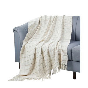 Striped Cotton Linen <b>Throw</b> Blanket With Fringe Nordic Style Rectangular Home Decor All Season Breathable Woven <b>Sofa</b> <b>Cover</b> - Product Image 1