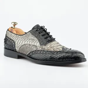 Chaussures classiques pour hommes en cuir Pyton Snake Oxford modèle original de haute qualité avec semelle en cuir