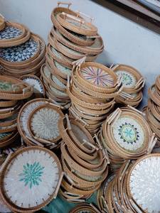 ถาดเสิร์ฟหวายไม้ไผ่แกะสลักตกแต่งบ้านที่ไม่ซ้ำใครพร้อมฝังมุกสำหรับใช้ในห้องครัวและเสิร์ฟอาหาร - Product Image 4