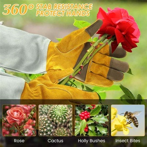 Outdoor Hand Protective <b>Garden</b> Work Gloves Breathable Leather Coated <b>Garden</b> Gloves - Product Image 3