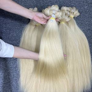 Extensiones de cabello virgen 100% de alta calidad, recto Natural, gran stock, venta al por mayor, cabello crudo vietnamita, Color claro - Product Image 3