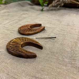 Wedding party <b>Gift</b> <b>Use</b> Women Wood Earring Low Price Natural Wooden Earrings Big Circle Styles for Women Girls Latest Design - Product Image 4