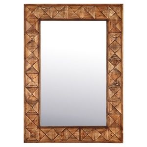 Miroir mural moderne de luxe en bois de manguier Décoration intérieure élégante avec cadre en bois contemporain pour le salon, la chambre ou le hall - Product Image 5