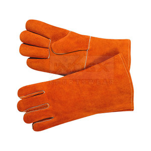 Gants de soudure en cuir orange durables pour utilisation en extérieur en hiver - Product Image 3