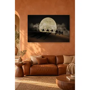 Impression sur toile : Caravane de chameaux Fida dans le désert avant une pleine lune - Product Image 2