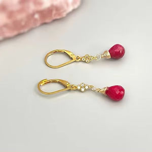 ต่างหูพลอยทับทิมเงินสเตอร์ลิง925แบบเรียบง่ายดีไซน์คลาสสิกไม่เหมือนใครเครื่องประดับแฟชั่นของขวัญสำหรับผู้หญิง - Product Image 3