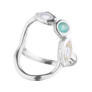 <b>CRYSTAL</b> QUARTZ AQUA CHALCEDONY AND BLUE TOPAZ HYDRO GEMSTONE 925 STERLING SILVER RING <b>CRYSTAL</b> QUARTZ RING - Product Image 3