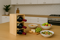 Porte-vin en bois de pin massif – Organisateur de bouteilles de vin artisanal à 3 niveaux pour le rangement et la présentation à domicile