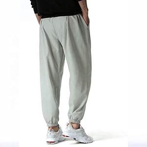 Pantalones deportivos de cintura alta para hombre, 100% algodón, ligeros, transpirables, con patrón recto, de talla grande, informales, Deportivos - Product Image 6