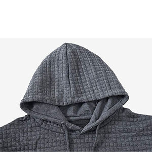 Sweatshirts à capuche à manches longues en jacquard à carreaux pour hommes, sweatshirts hipster décontractés d'hiver avec poches Kanga, couleur personnalisable - Product Image 4