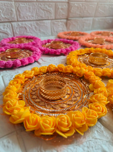 เชิงเทียนโลหะรูปทรงกลมลายดอกไม้สีสันสดใสมีลวดลาย rangoli ที่วางตรงกลางของตกแต่งบ้าน - Product Image 4