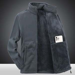 Chaquetas de Forro Polar con Cierre para Hombre, al por Mayor, Casuales, Transpirables, Ecológicas, de Invierno, Tallas Grandes, Cuello Alto, Cuero Genuino, Tejidas, con Capucha - Product Image 3